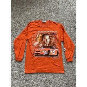 Y2K Vintage Tony Stewart #20 Orange Long Sleeve NASCAR Racing T-Shirt Large M ?